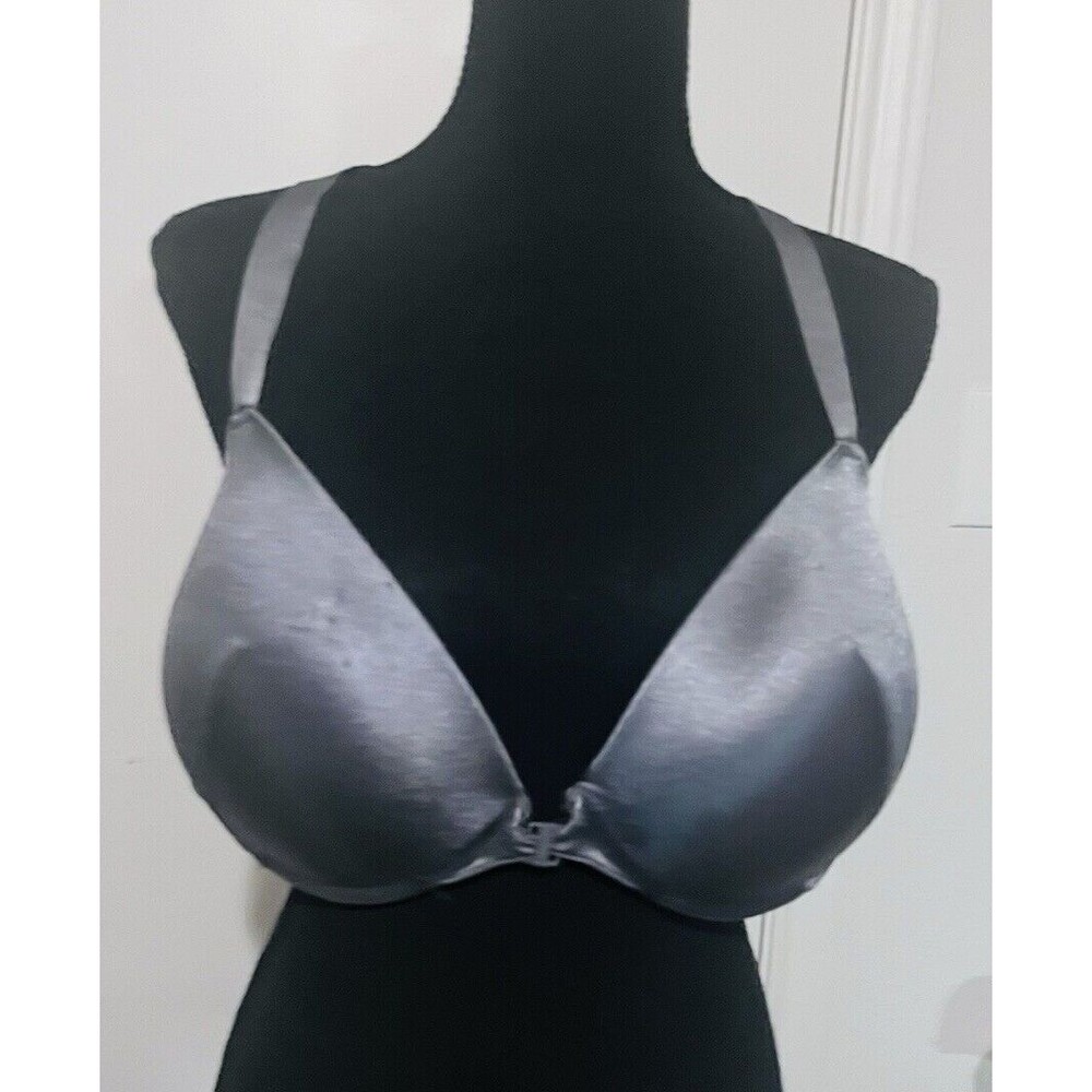 Curve Muse Grey Moulded push up plunge bra lace Racer Back Womens Size 44DD